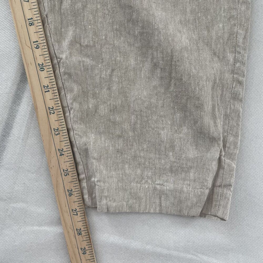 ZARA Men's 100% Linen Beige Relaxed Fit Drawstring Tapered Leg Pants Size XL - Picture 10 of 11